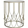 Chic Antique Beistelltisch mit Runder Glasplatte