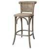 Chic Antique Französischer Barhocker mit Sitz und Rückenlehne