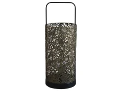 Chic Antique Laterne mit Muster, Glühbirne & Timer
