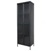 Chic Antique Metall Vitrinenschrank mit 2 Türen und Regalen