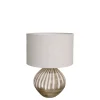 Chic Antique Tischlampe mit Muster und Leinen Lampenschirm