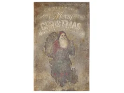 Chic Antique Vintage Schild mit Weihnachtsmann Shabby