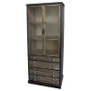 Chic Antique Vitrinenschrank mit Glastüren und 4 länglichen Schubladen