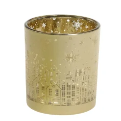 Chic Antique Weihnachtlicher Goldener Teelichthalter mit Muster