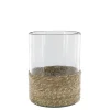 Chic Antique Windlicht mit geflochtenem Boden, Glas