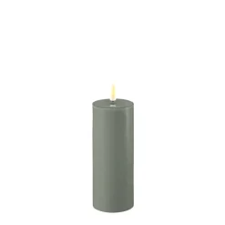 Deluxe Homeart LED Stumpenkerze Real Flame salbei green