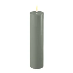 Deluxe Homeart LED Stumpenkerze Real Flame salbei green