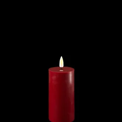 Deluxe Homeart LED Stumpenkerze Real Flame bordeaux