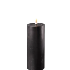 Deluxe Homeart LED Stumpenkerze Real Flame schwarz