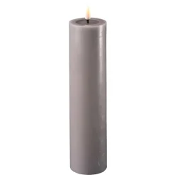Deluxe Homeart LED Stumpenkerze Real Flame grau