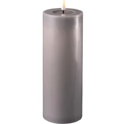 Deluxe Homeart LED Stumpenkerze Real Flame grau