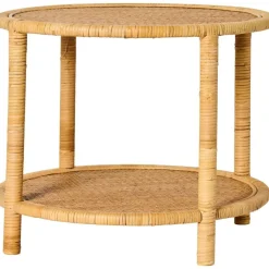 IB Laursen Beistelltisch mit geflochtenen Tischplatten aus Rattan
