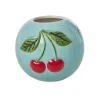 RICE Handbemalte Keramik Vase Kirsche