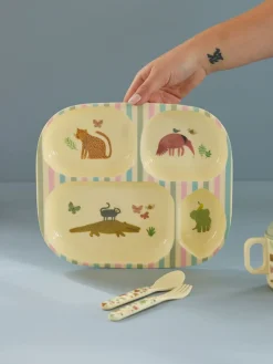 RICE Melamin Kinderteller mit 4er Einteilung Sweet Jungle Print